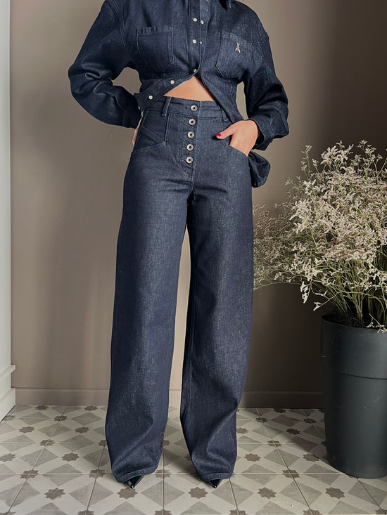 Jeans a palazzo con bottoni
