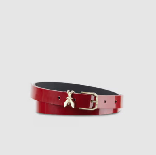 Cintura vita bassa in vernice Glossy Red