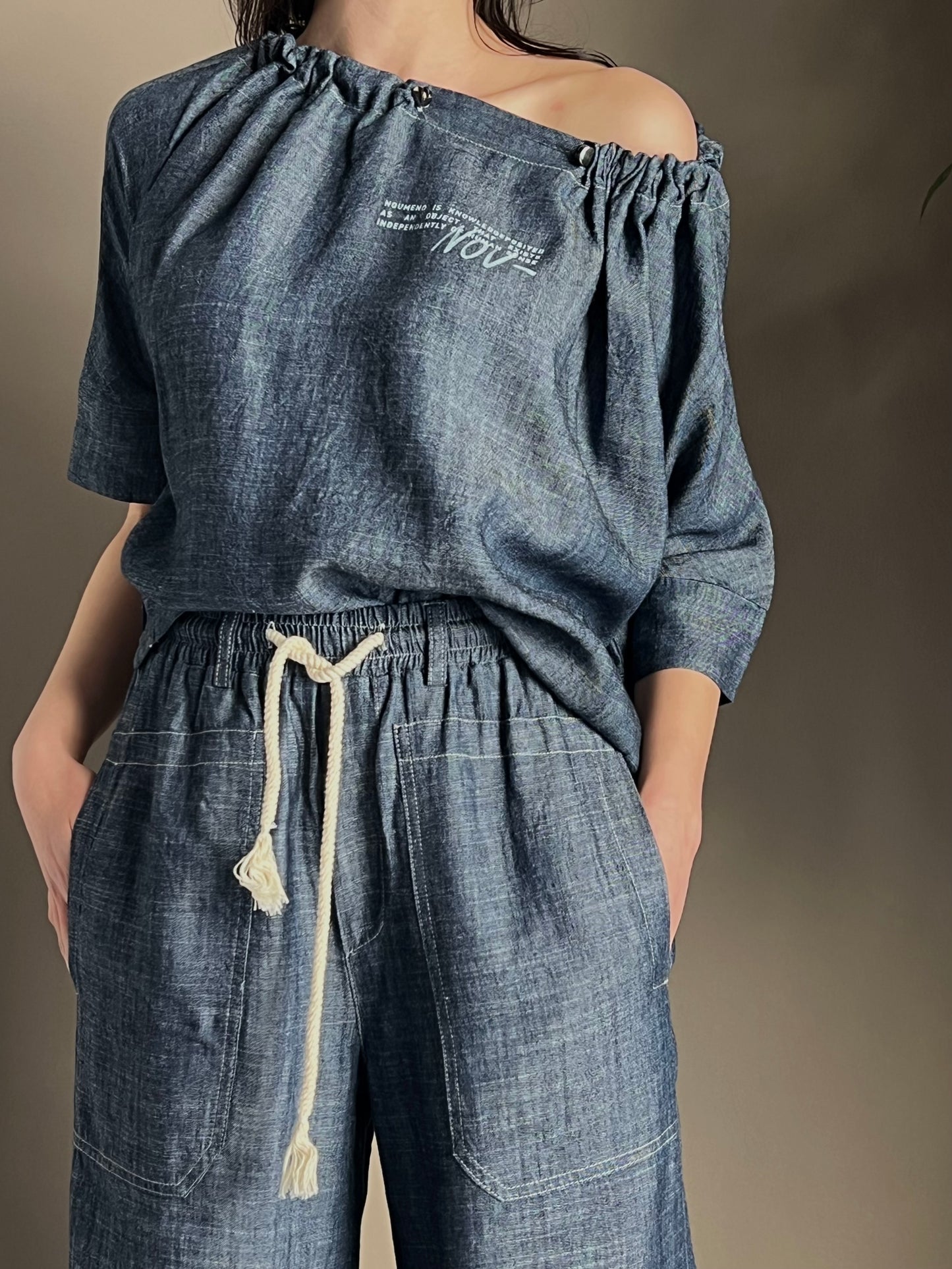 Pantalone palazzo in chambray