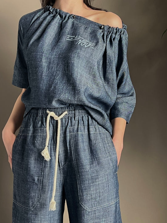 Pantalone palazzo in chambray