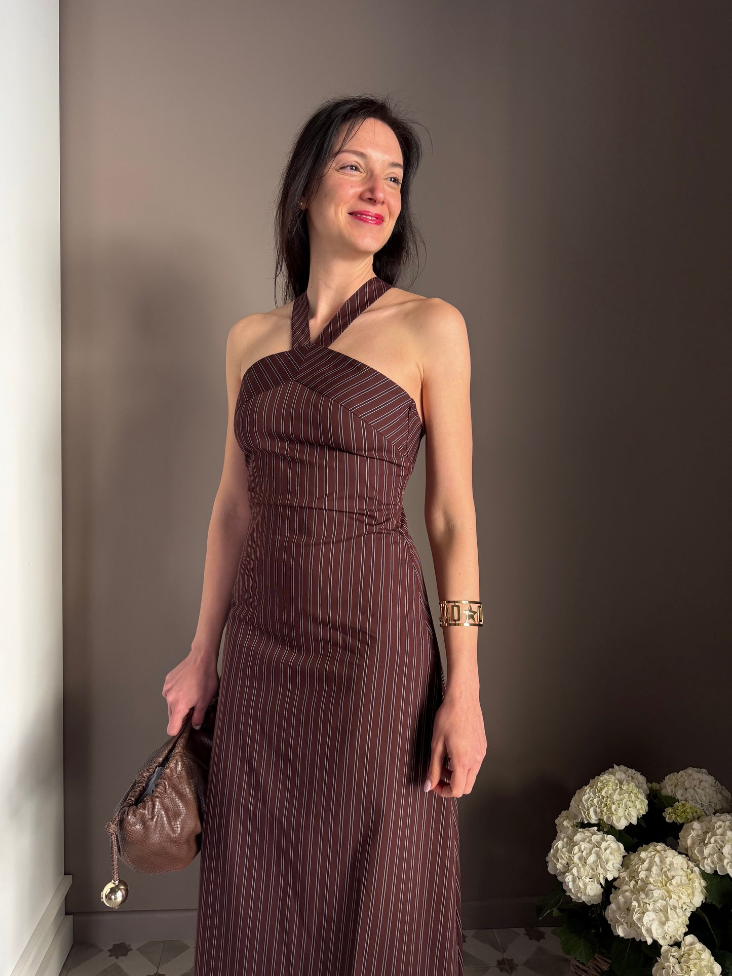 Abito Lungo Brown Stripes