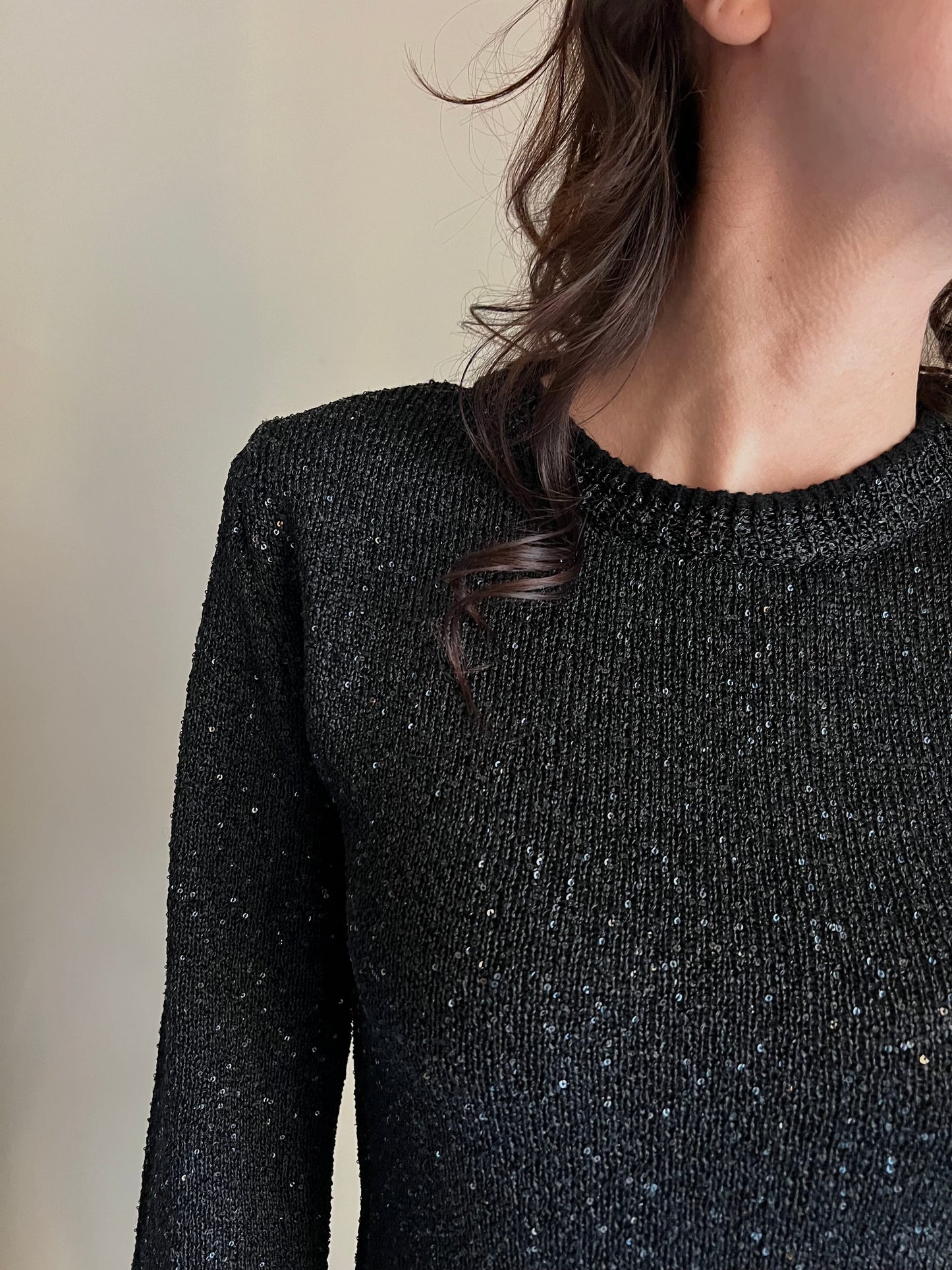 Maglia girocollo in viscosa di paillettes