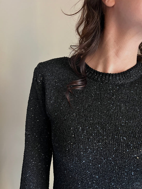 Maglia girocollo in viscosa di paillettes