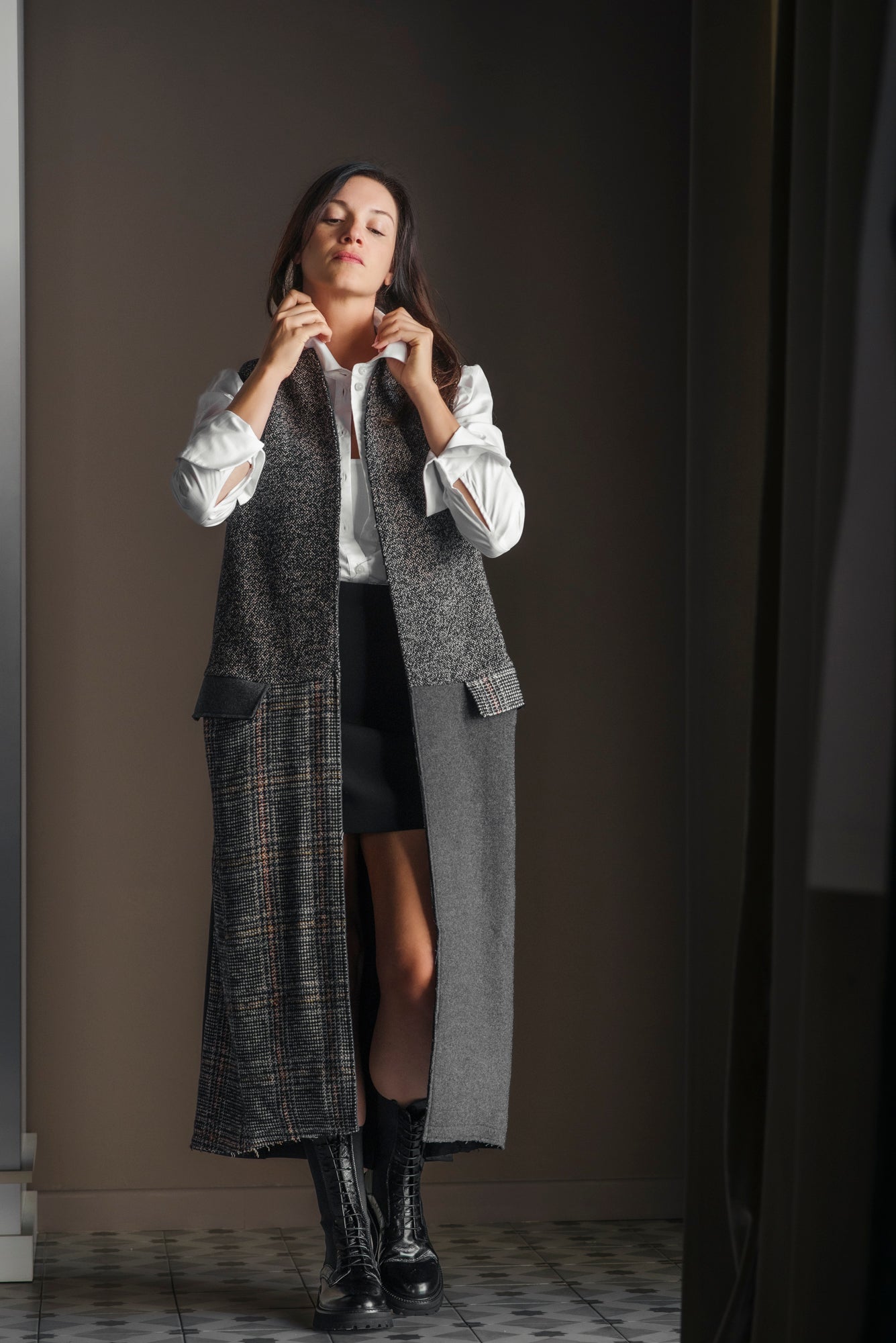 Cappotto senza maniche Patchwork