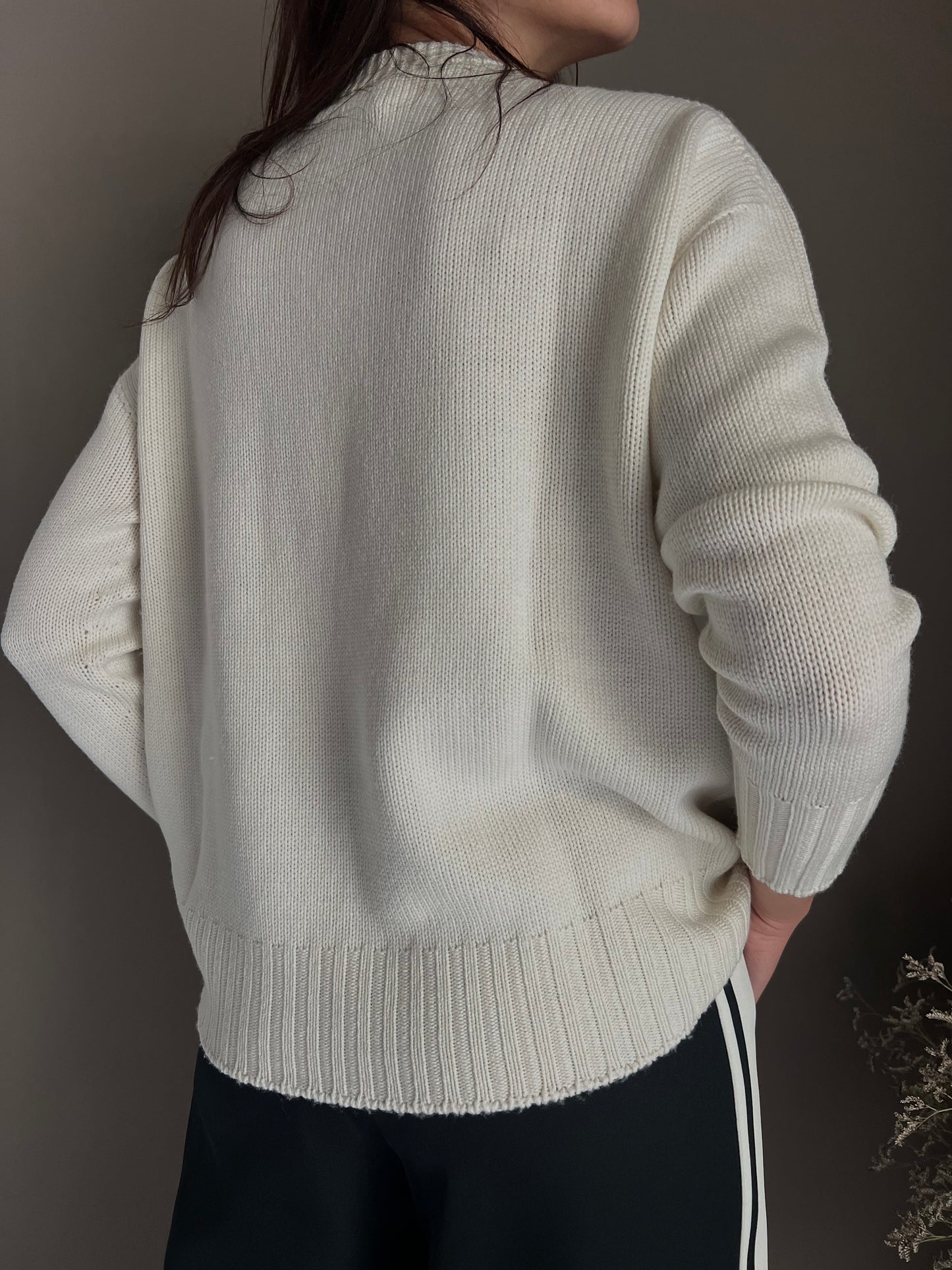 Maglia Oversize Solo Tre in Pura Lana Panna