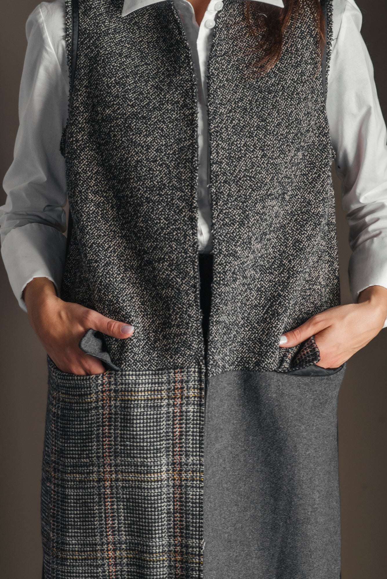 Cappotto senza maniche Patchwork