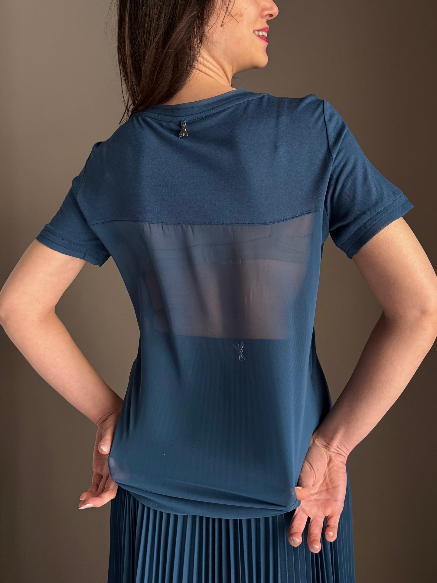 Blusa con trasparenza in viscosa