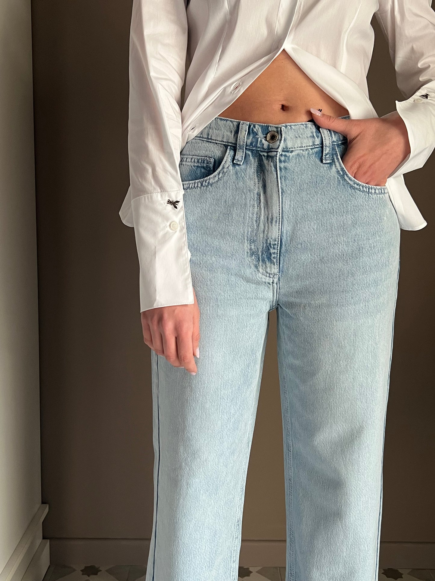 Pantalone denim wide-leg new last wash