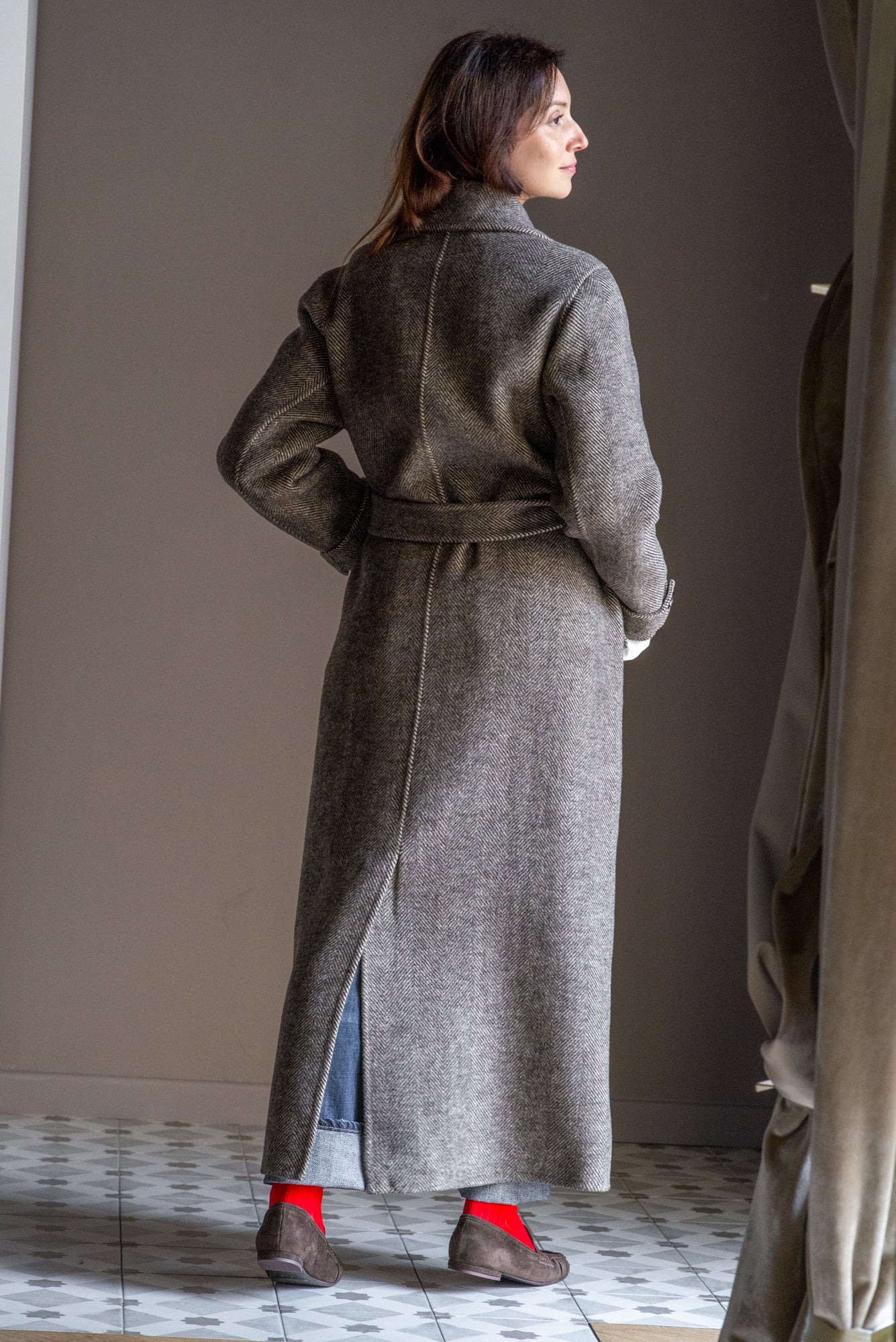 Cappotto Lungo a Spina di Pesce – Alessia Santi