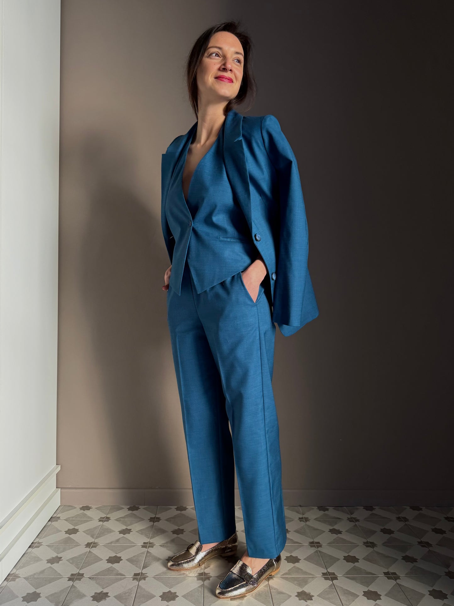 Giacca doppio bottone Teal