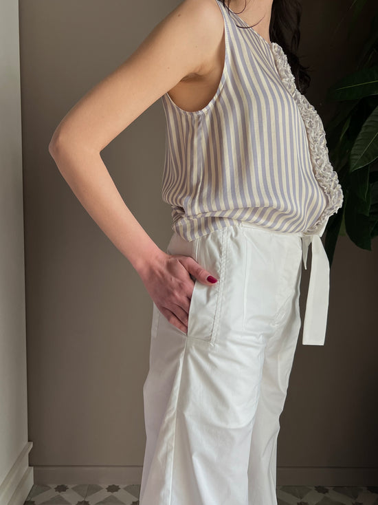 Pantalone in cotone bianco Solo Tre