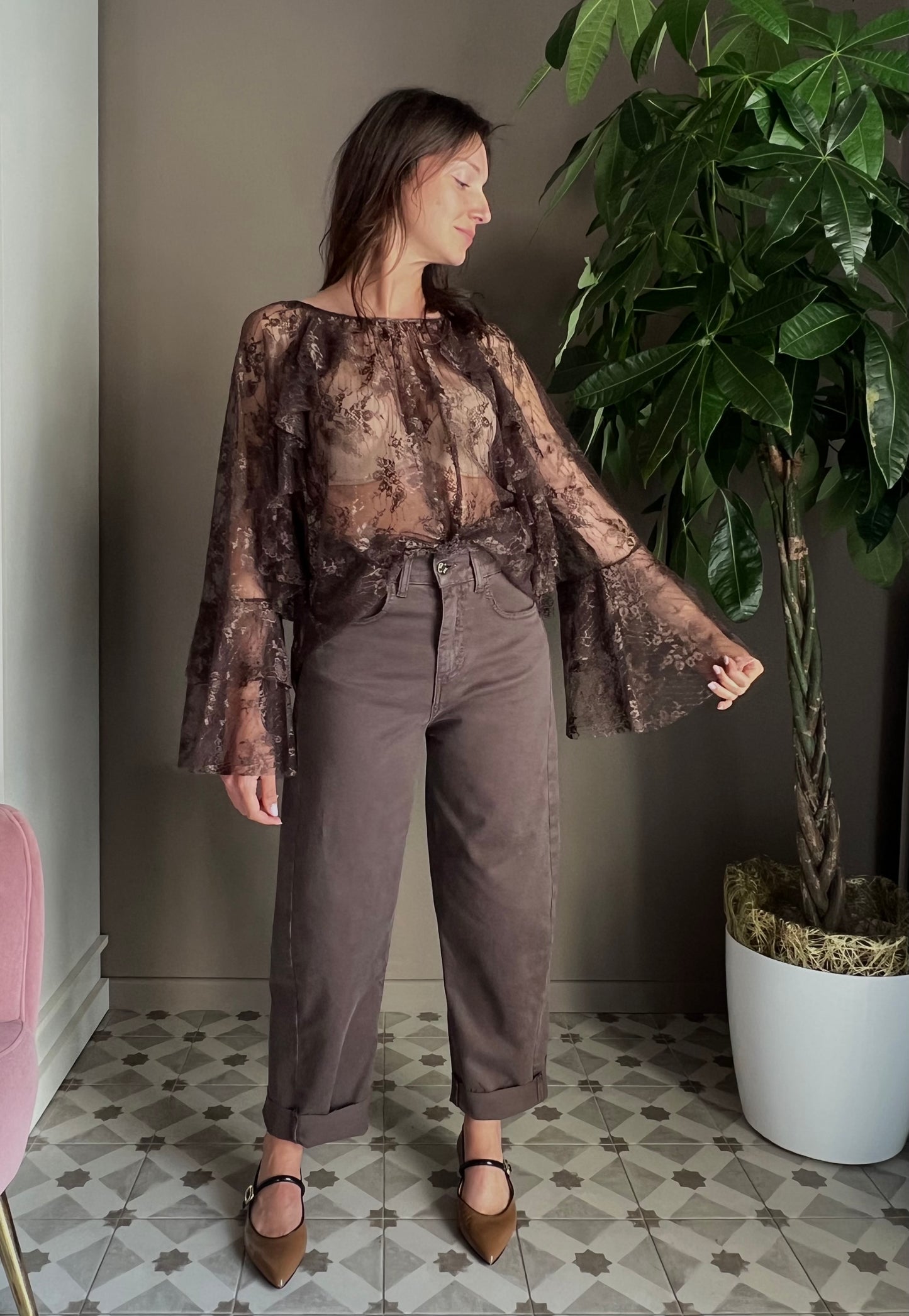 Blusa in pizzo So Allure fondente