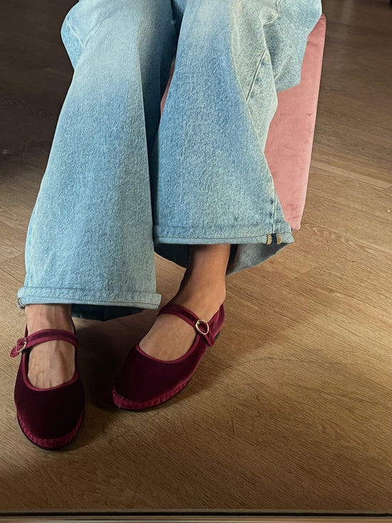 Mary Jane in velluto Bordeaux