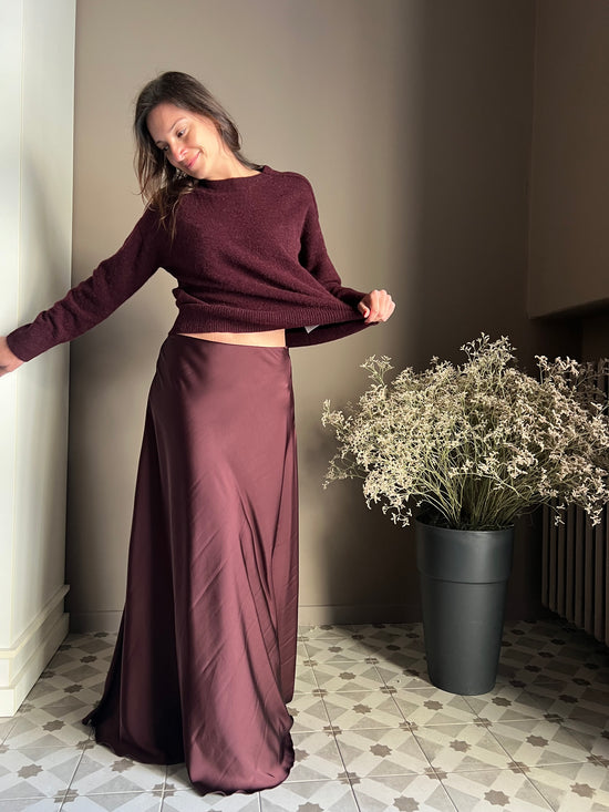 Maglia girocollo in lana e alpaca Purple Red