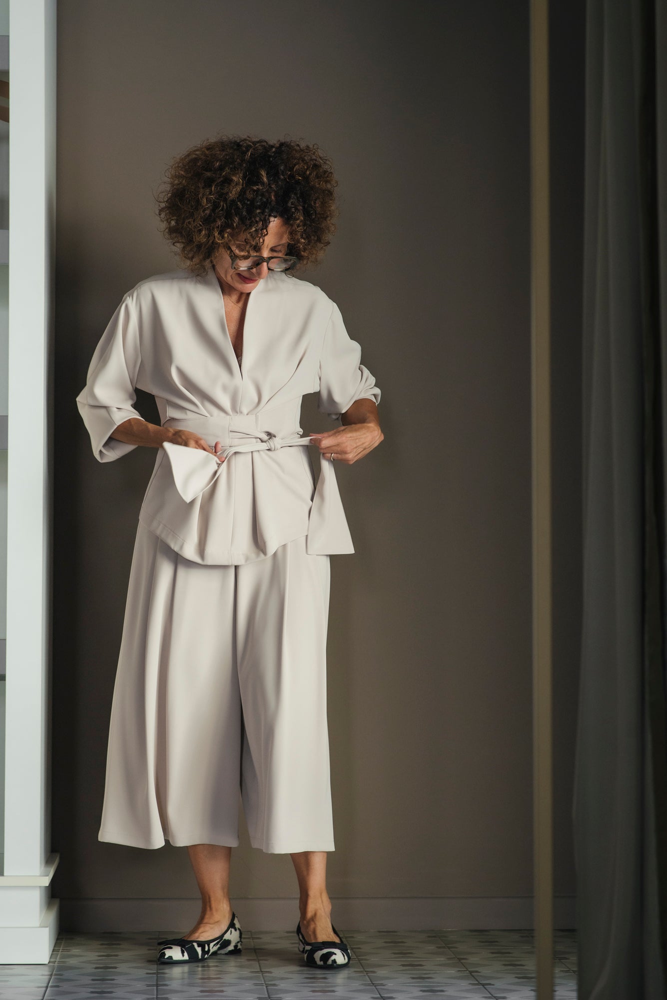 Blusa con cintura avena