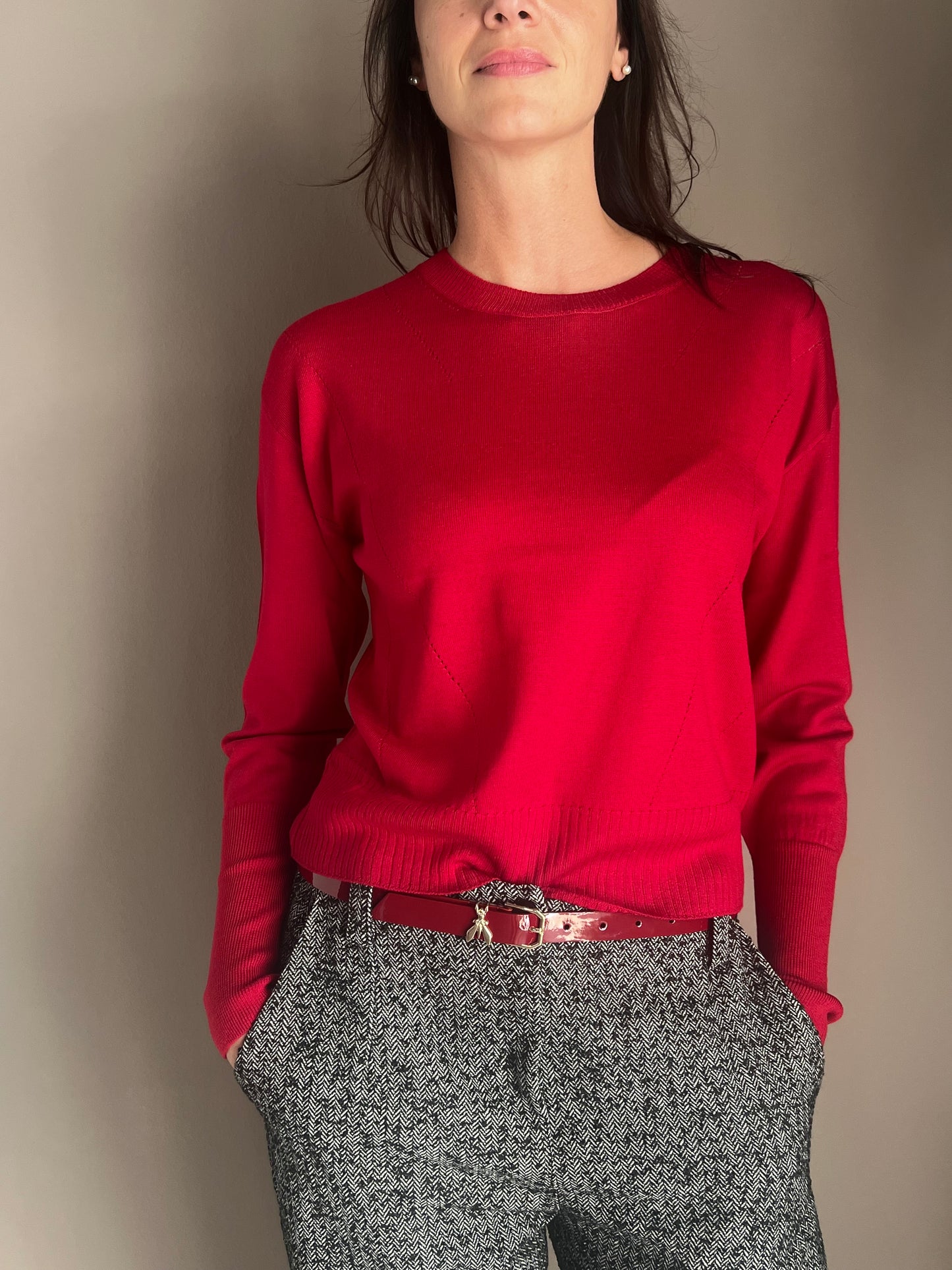 Maglia in lana girocollo Rossa Patrizia Pepe