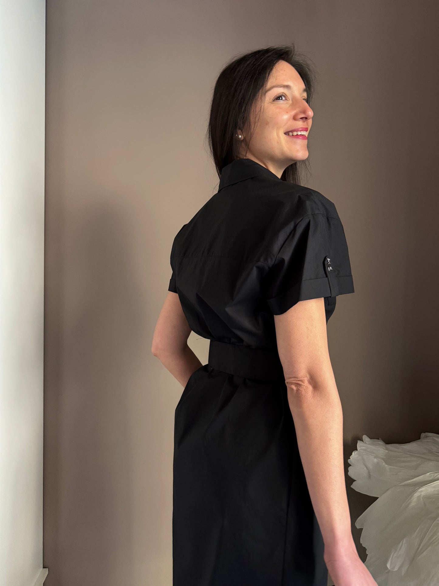 Chemisier in cotone nero