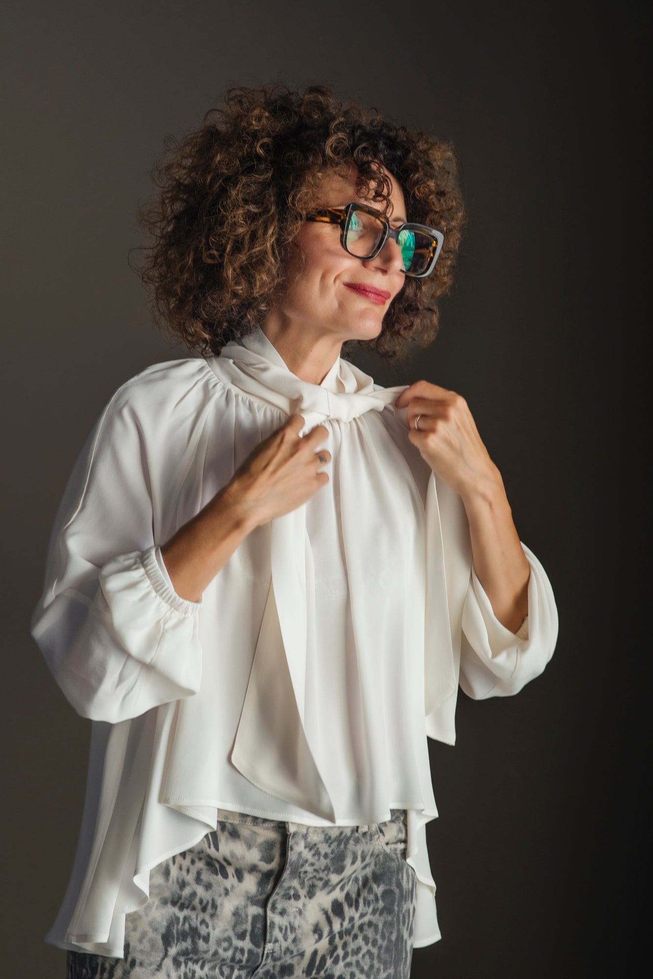 Blusa viscosa con dettaglio stola