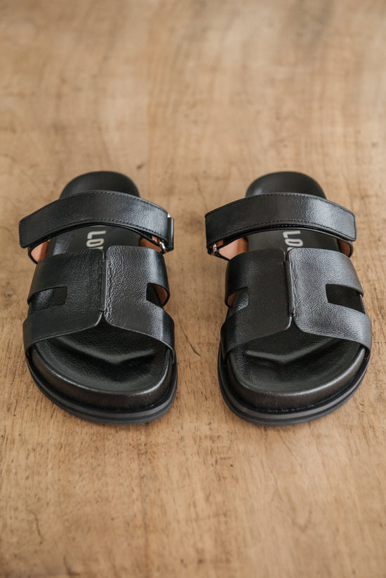 Ciabattina in pelle minimal nera