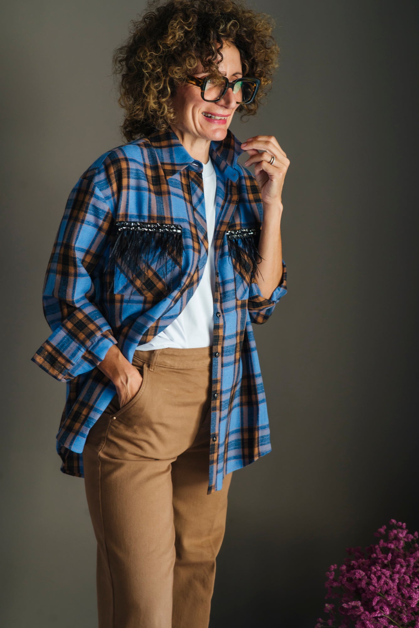 Camicia tartan over con dettagli