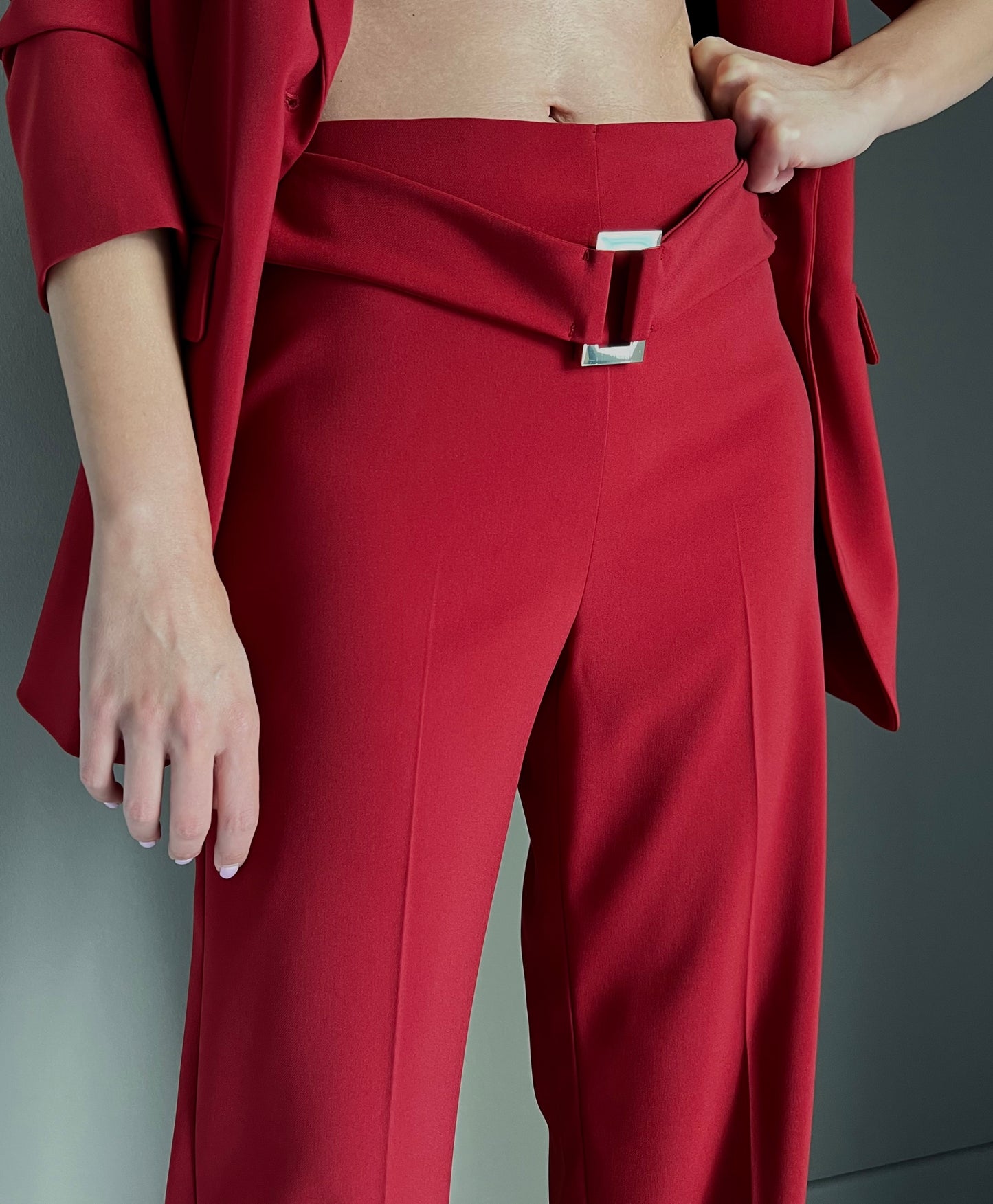 Pantalone in crepe fluido velvet red