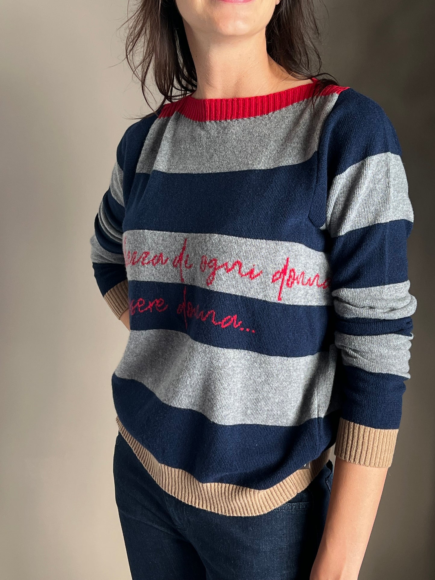 Maglioncino a righe in lana e cashmere