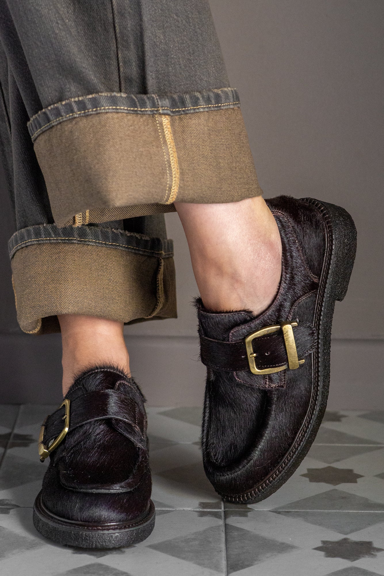 Mocassino monkstrap in cavallino moro