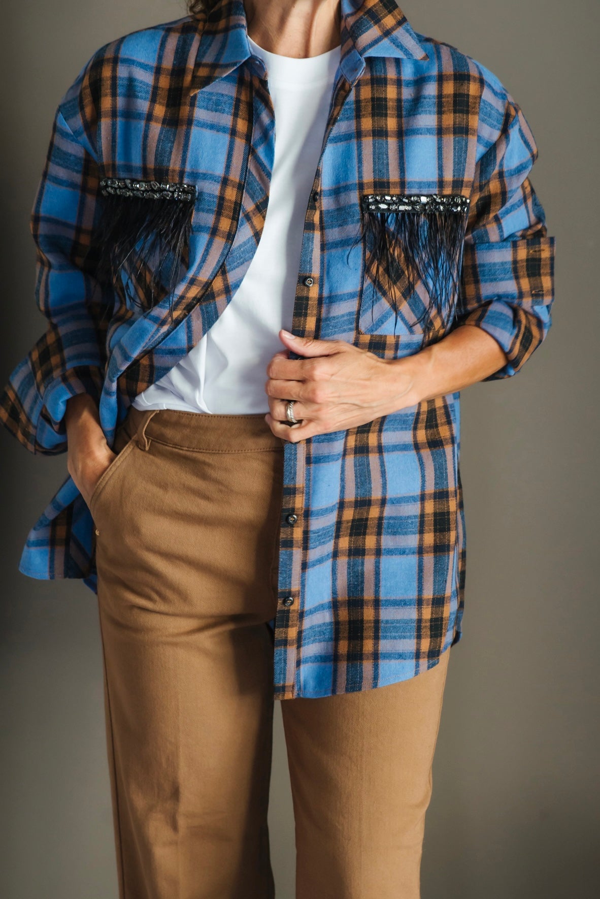 Camicia tartan over con dettagli