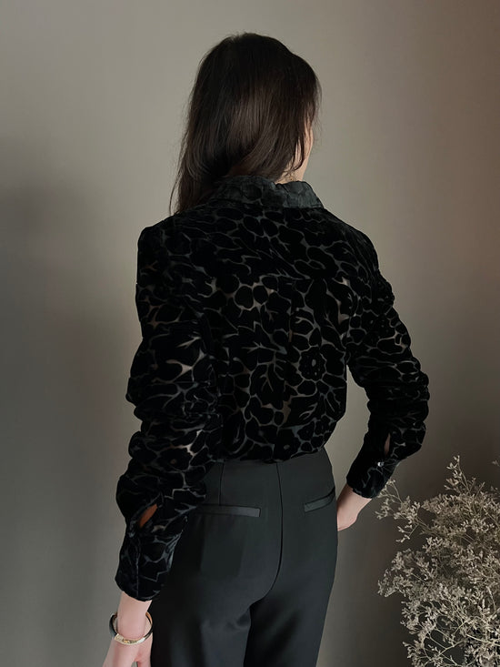 Camicia a body in velluto flocking