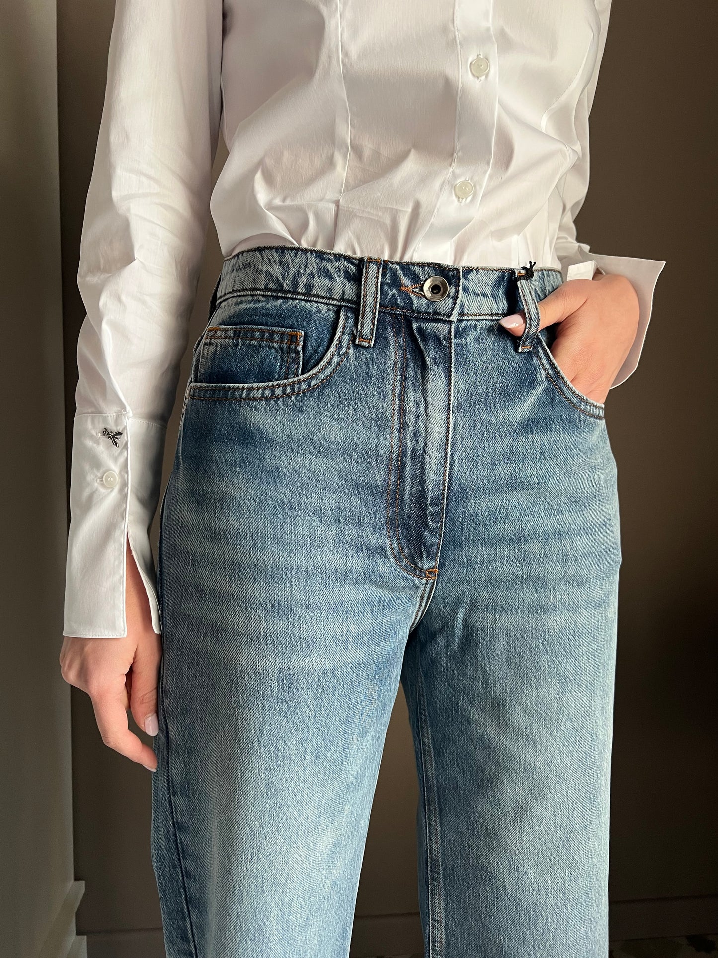 Pantalone denim wide-leg New Warm Blue Wash