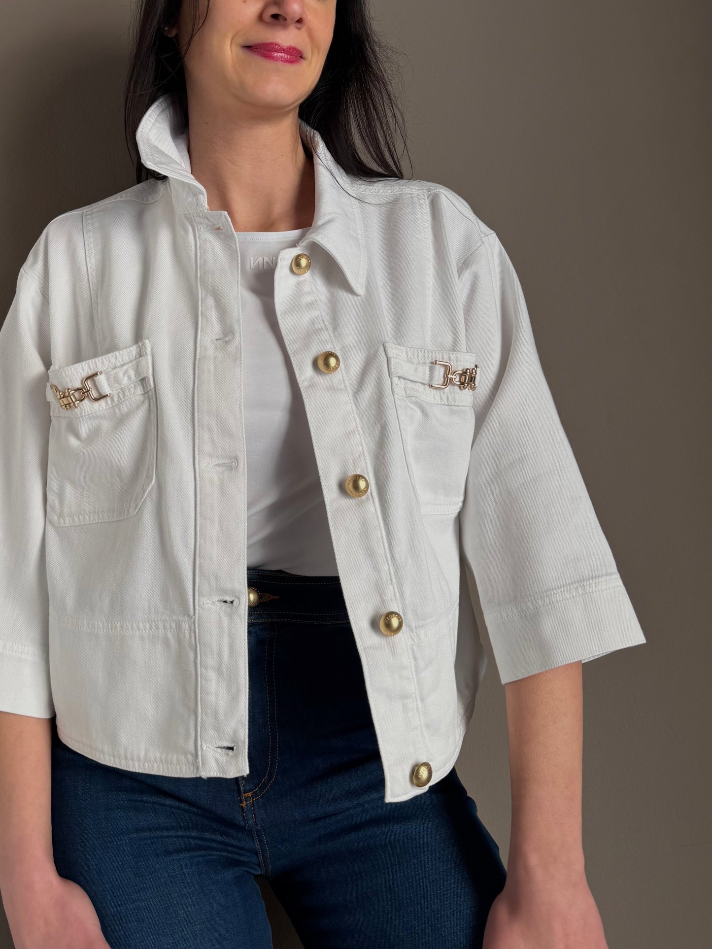 Giacca in denim con dettagli gold