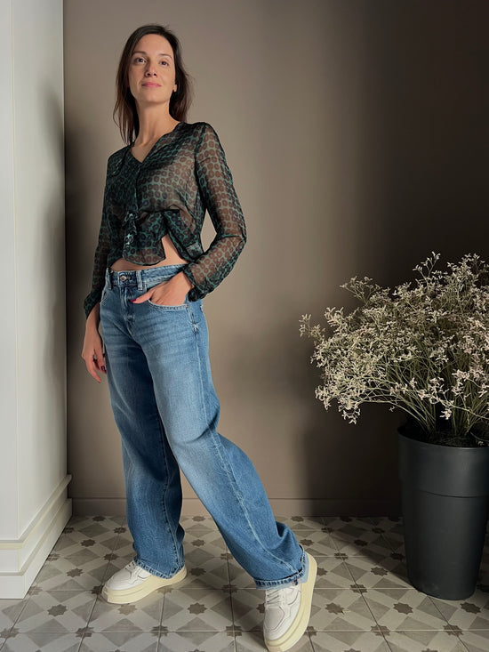 Camicia in viscosa e seta a pois