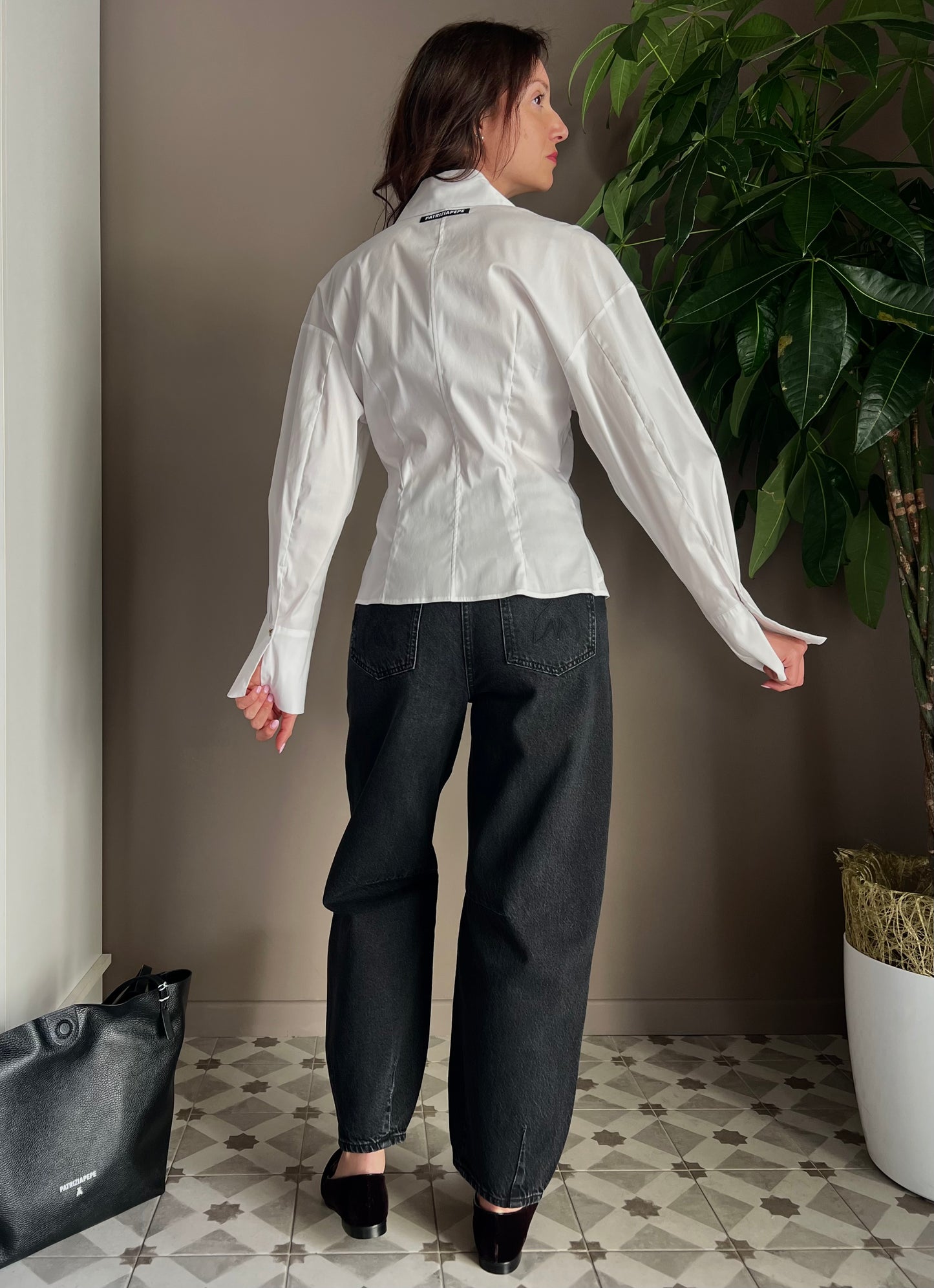 Camicia in cotone con spalla morbida