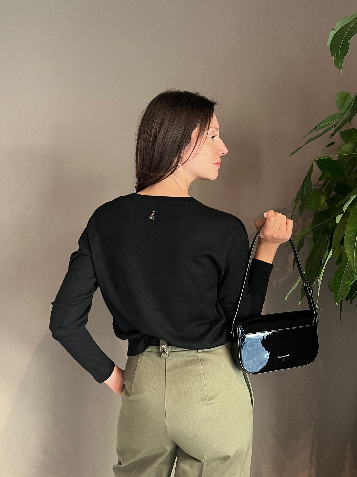 Maglia in lana girocollo nera Patrizia Pepe