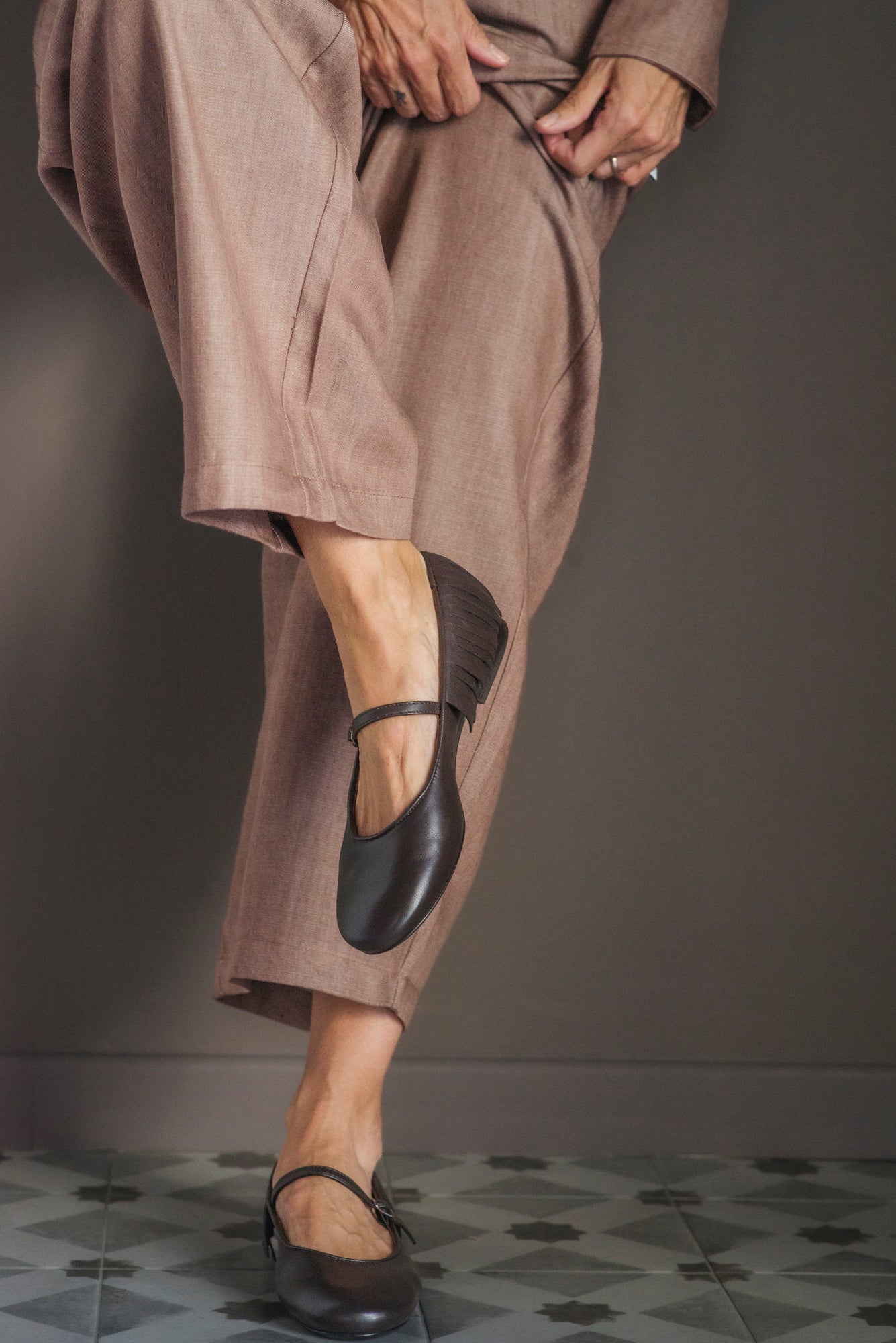 Scarpa Mary Jane in nappa con frangetta Moro