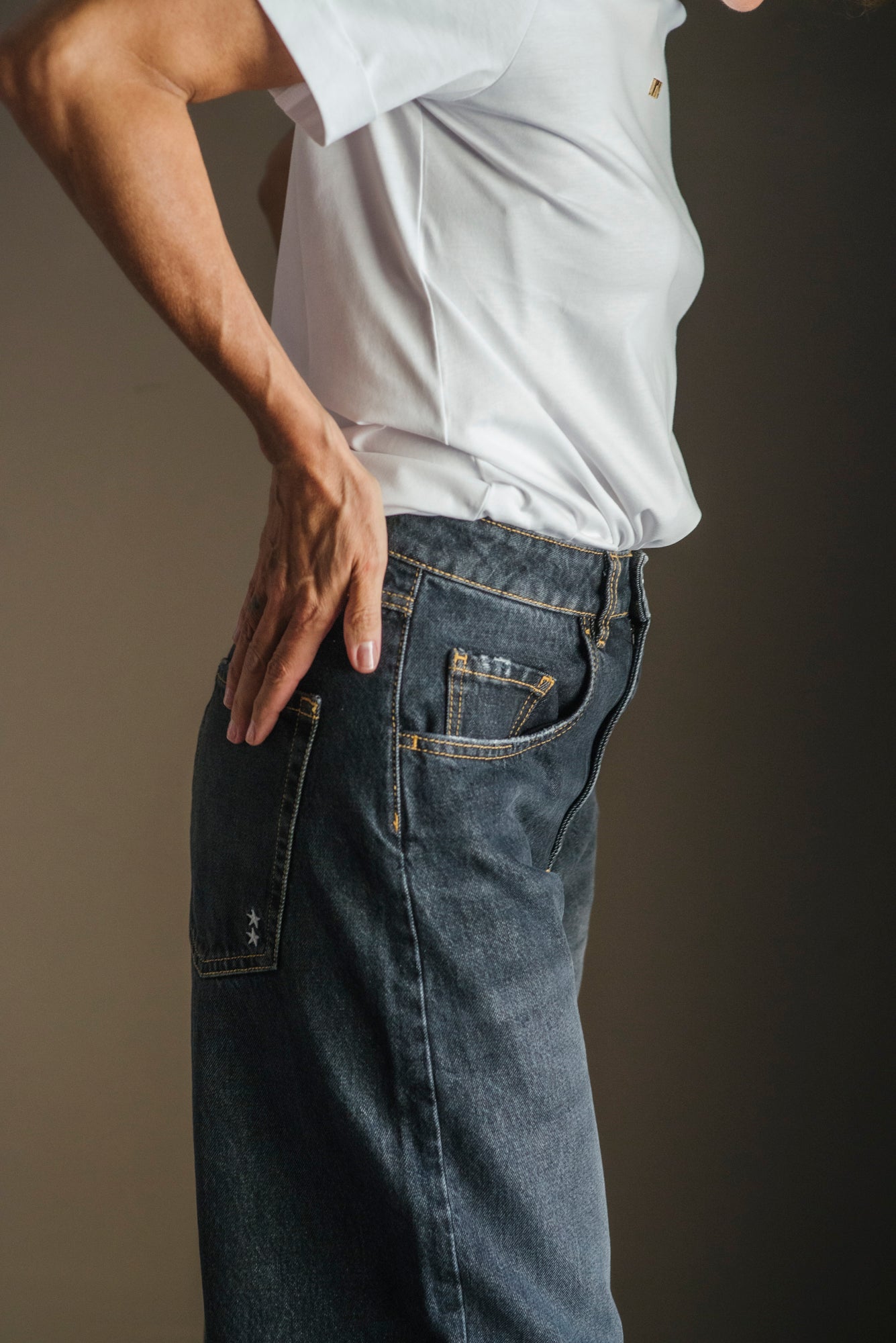 Pantalone denim modello Poppy- Grigio nero