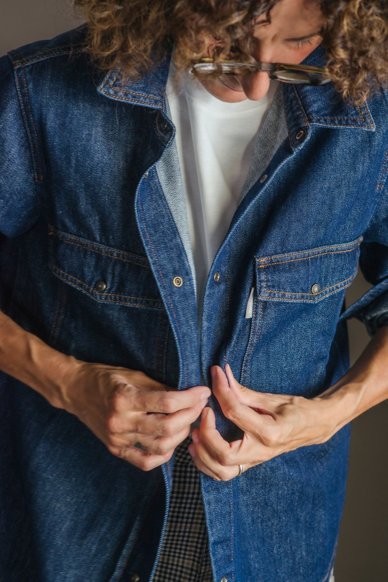 Camicia in denim soft touch
