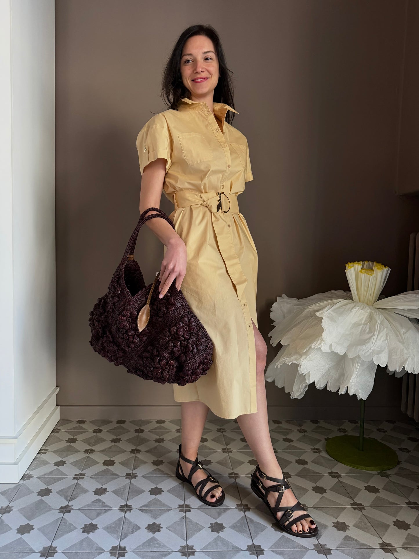 Chemisier in Cotone "Desert Sand"