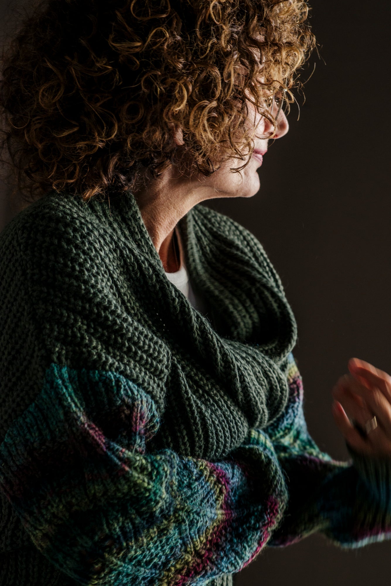 Cardigan oversize misto lana verde militare