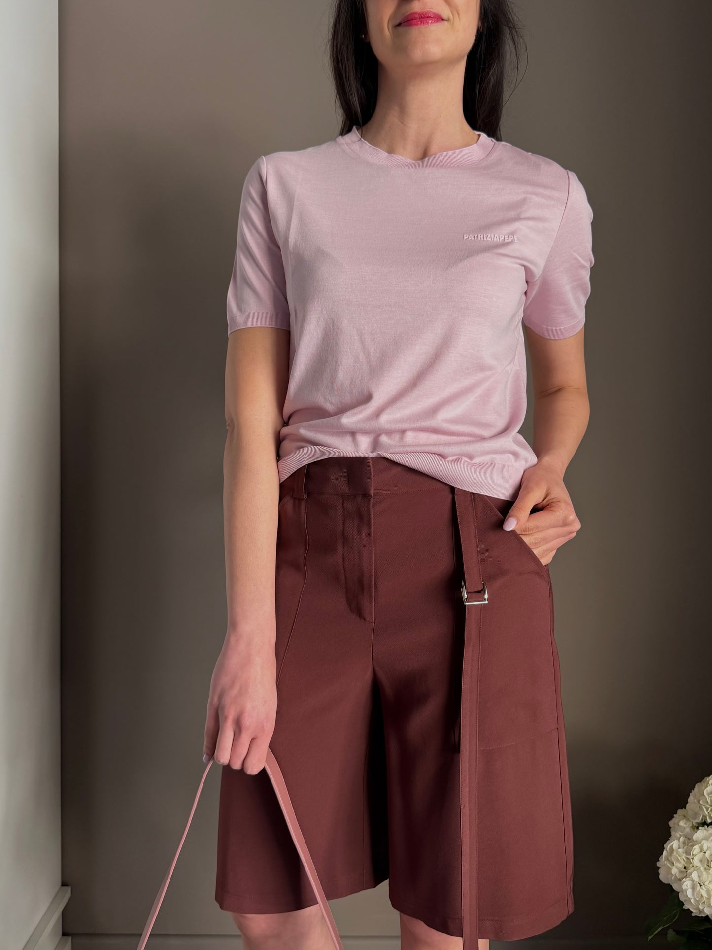 T-shirt in filo Shell Liliac