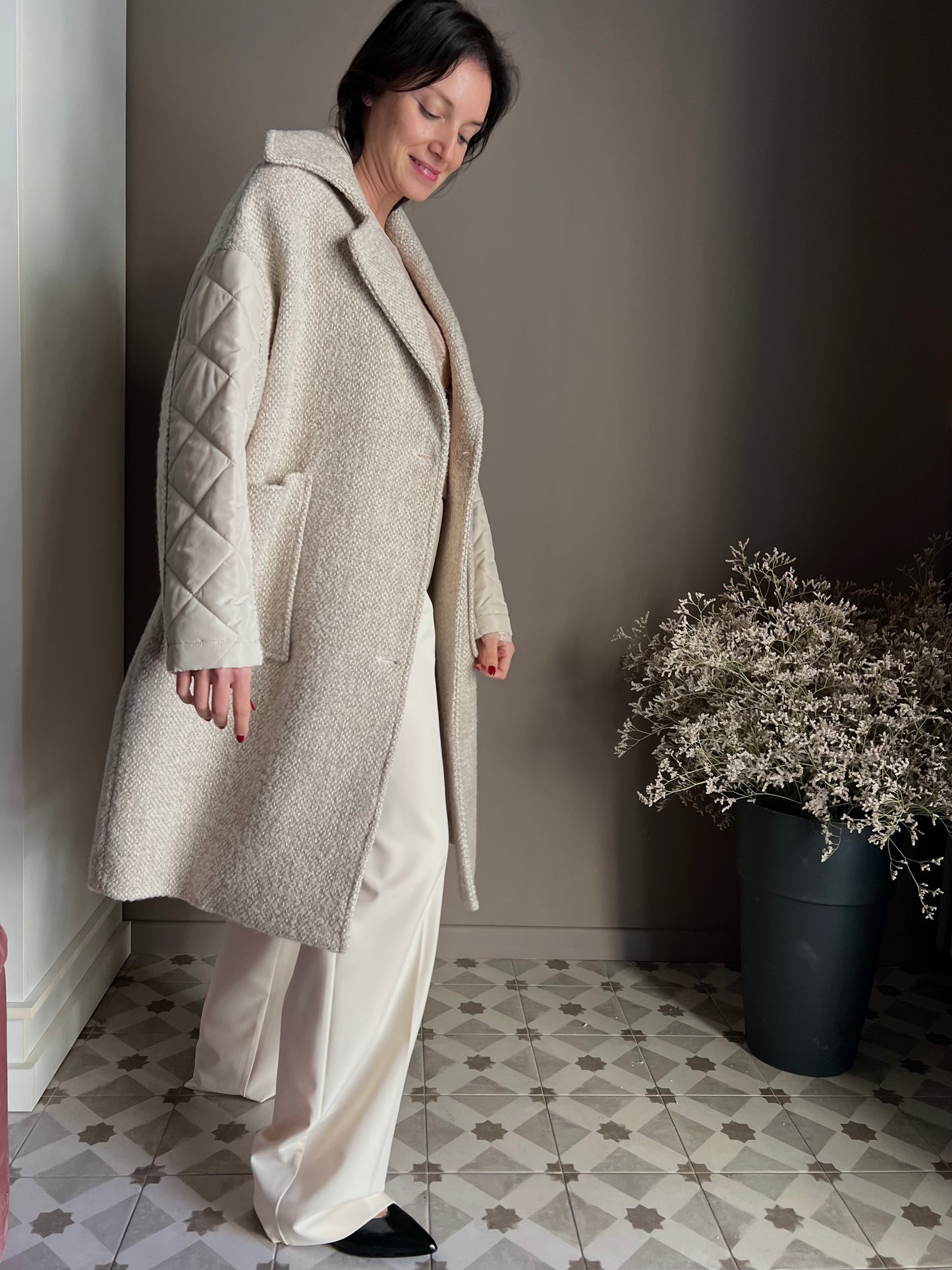 Cappotto midi in misto lana