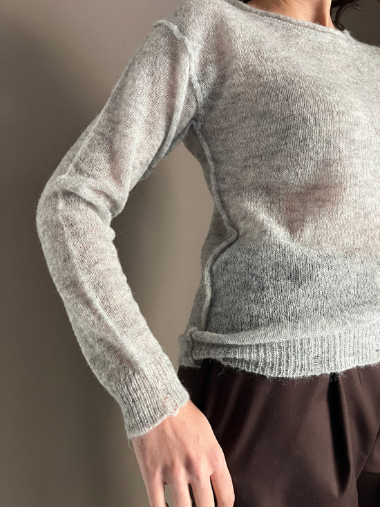 Maglia girocollo in lana e alpaca Noumeno Concept grigio perla
