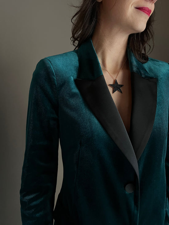 Giacca in velluto Gree con rever a contrasto