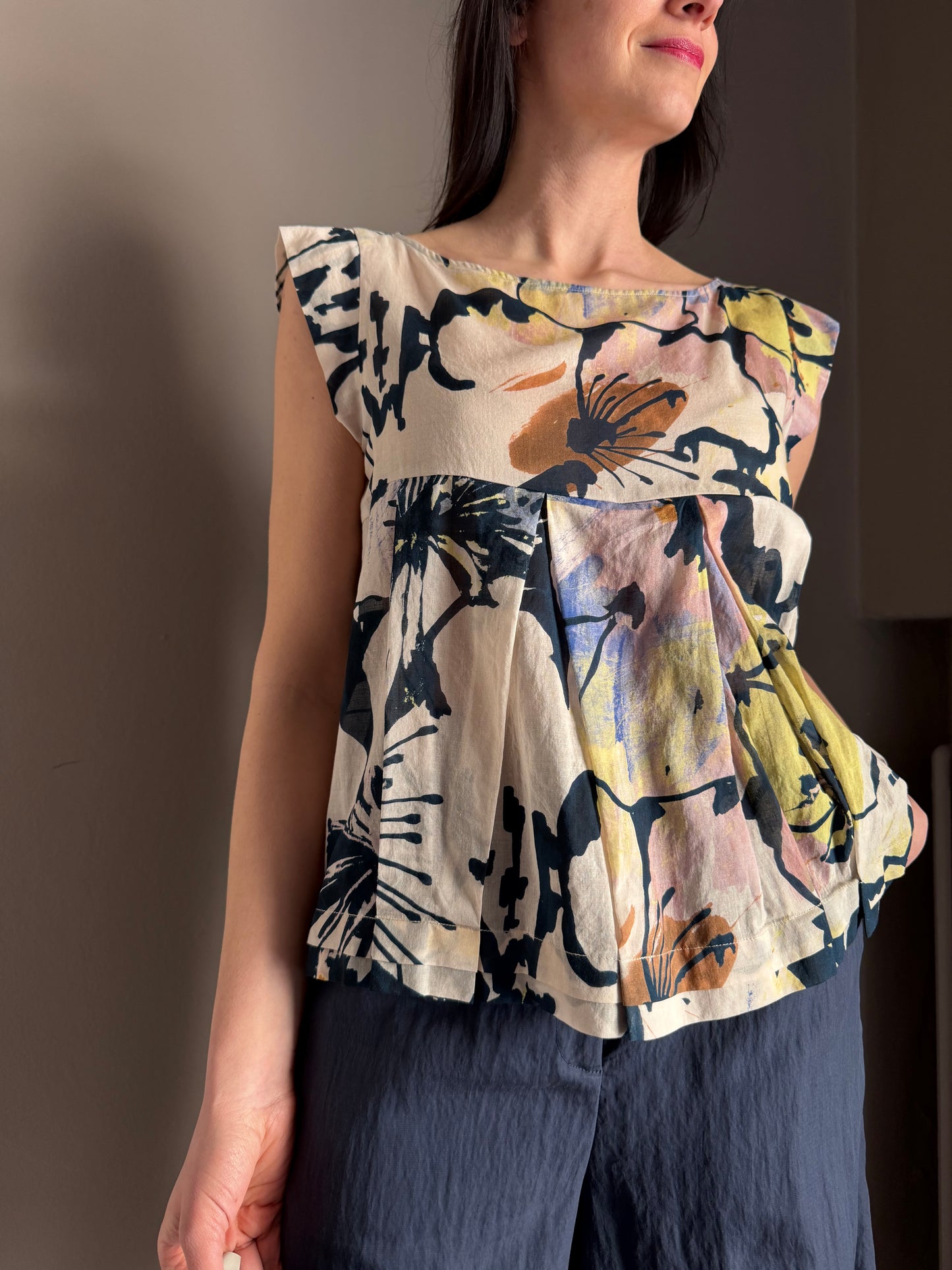 Top in bussola di cotone fantasy