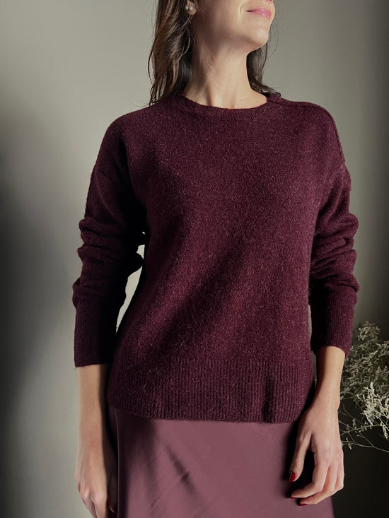 Maglia girocollo in lana e alpaca Purple Red