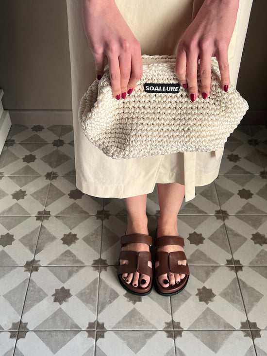 Ciabattina in pelle minimal cuoio