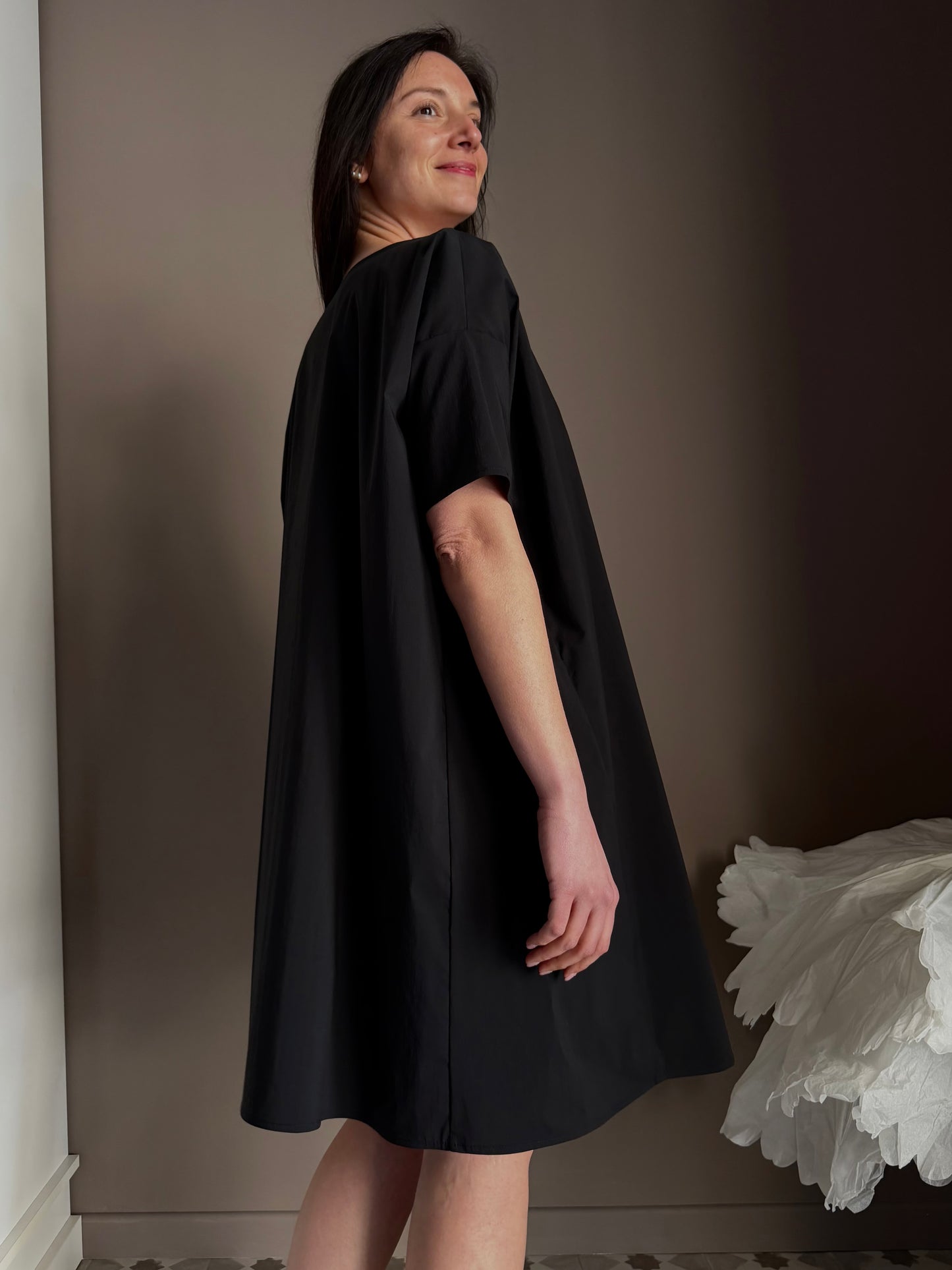 Abito So Allure in cotone nero svasato