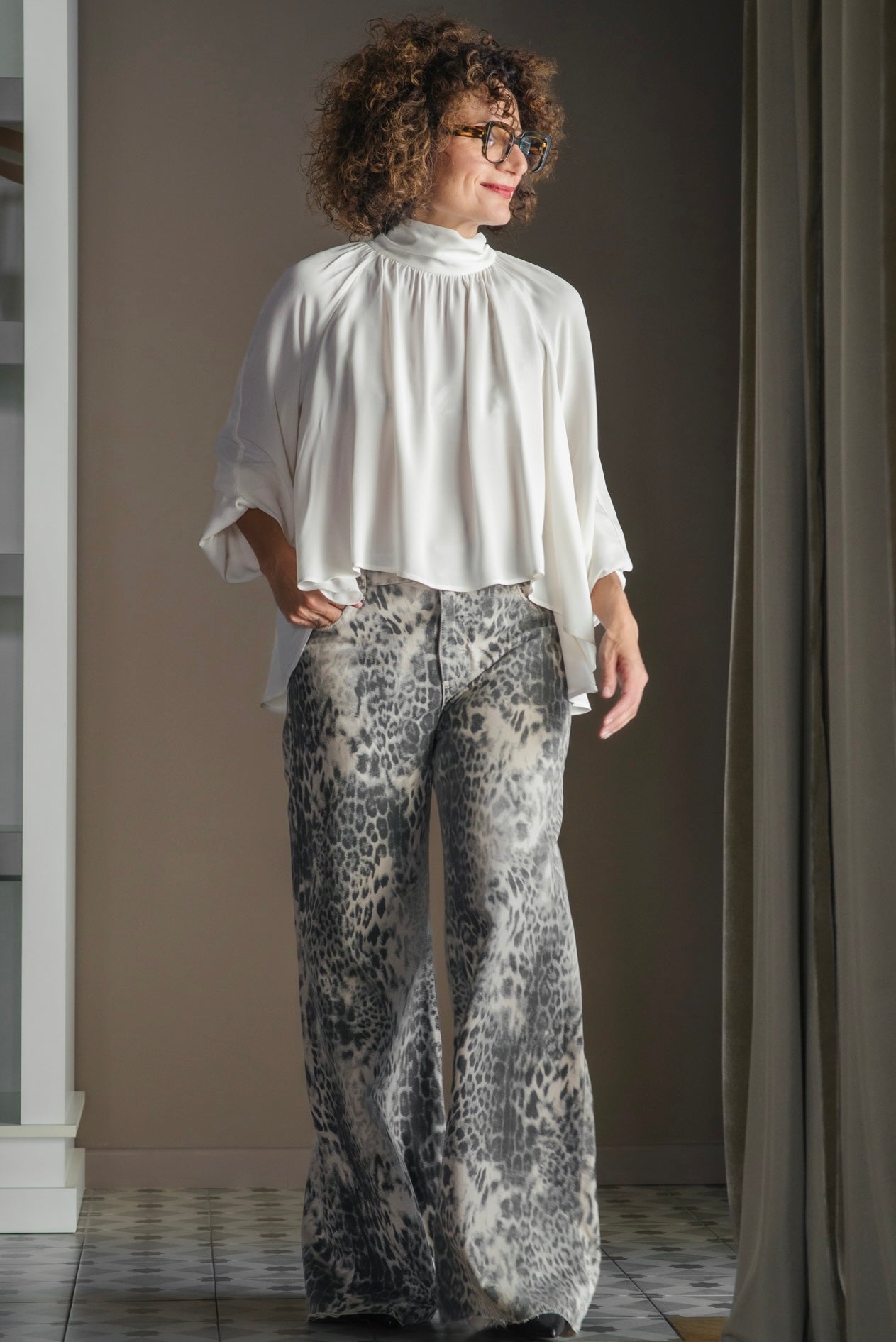Blusa viscosa con dettaglio stola