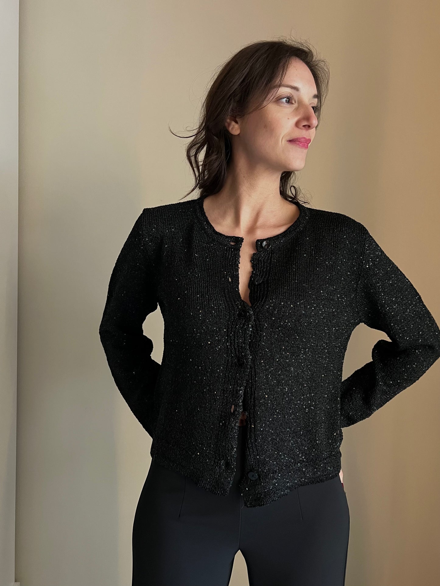 Cardigan in viscosa di paillettes