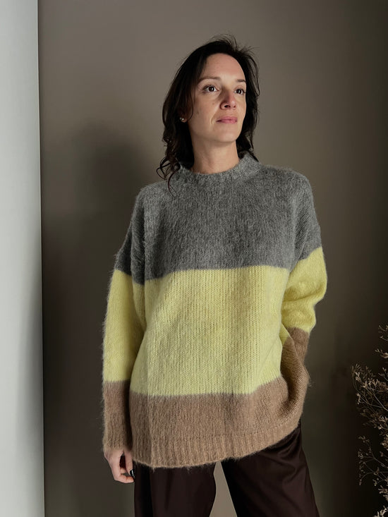 Maglione oversize in alpaca rigato